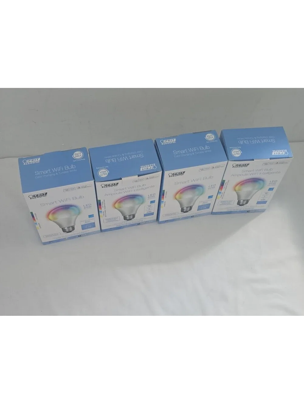New 4 Pack FEIT Electric Smart WiFi LED Color Changing & Dimmable A19 60W Bulb